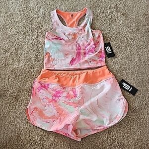 Girls Ideology tie dye athletic set pink size Medium